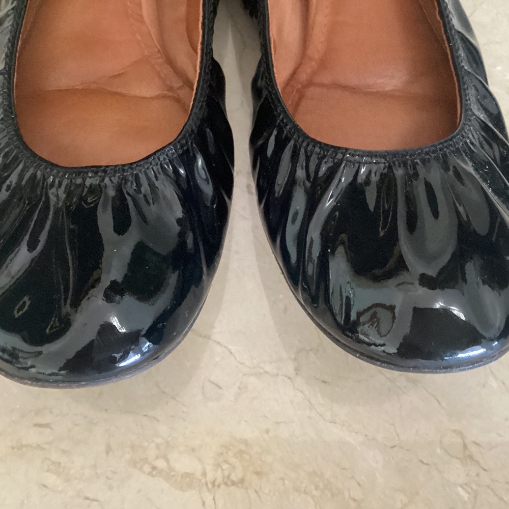 Lanvin Black Patent Leather Ballet Flats 40 - Picture 2 of 6